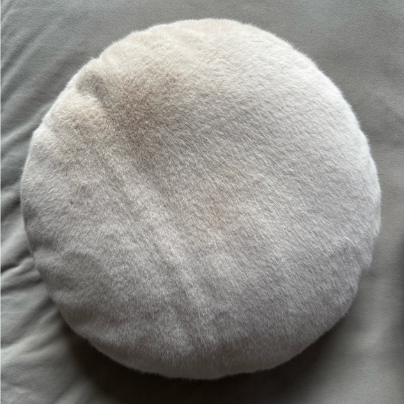 CB2 Harlee Round Ivory White Faux Fur Throw
Pillow 16" - Picture 4 of 4